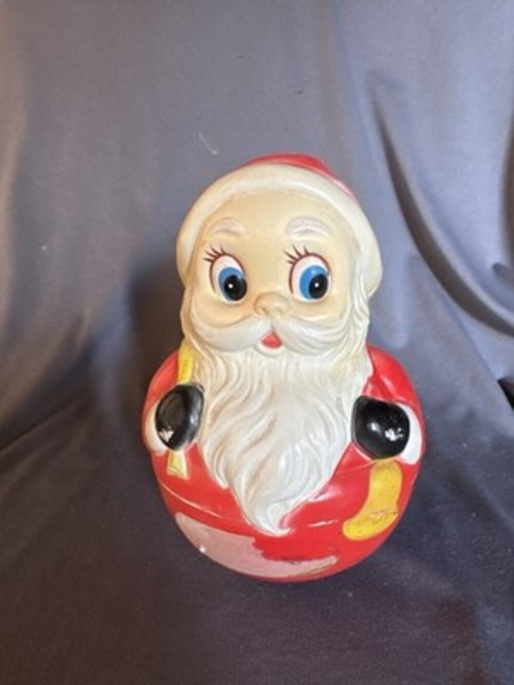 Vintage Santa Roly Poly Wobble Toy Plastic Christmas Figure Retro Sari Ent
